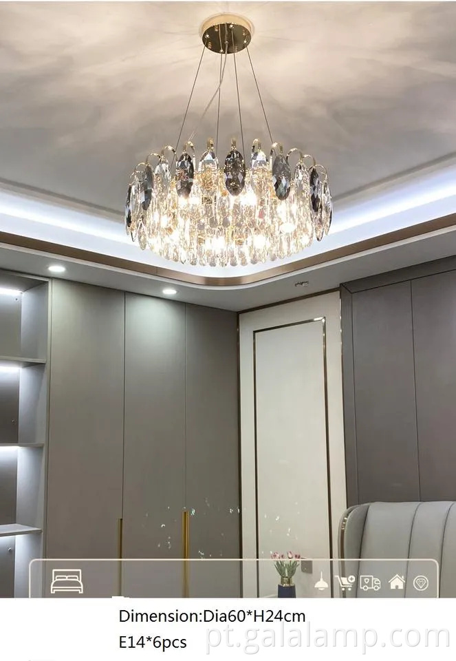 Lustre de cristal elegante K9 para decoração moderna da sala de estar